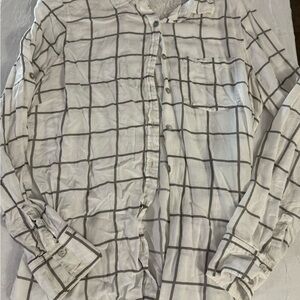 About A Girl White and Black Striped Shirt